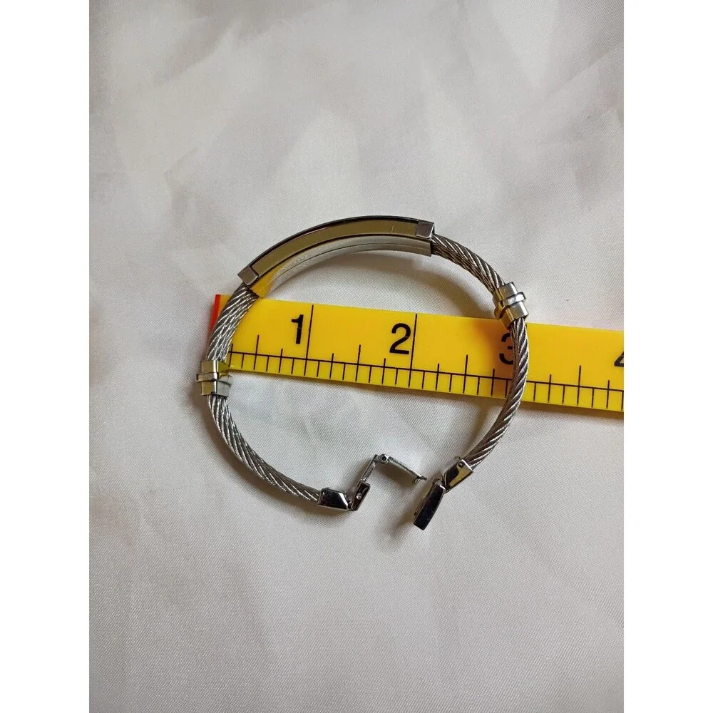 Stainless Steel Cable Twist Bracelet Silver Tone with clasp